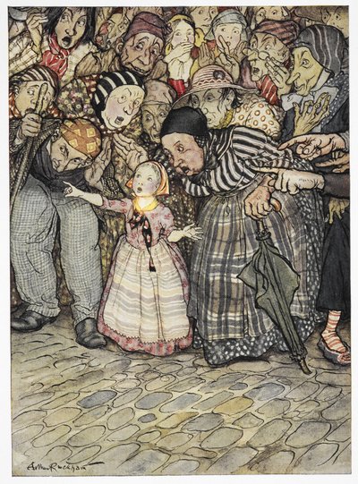 "Men han har ingenting på seg", sa et lite barn. Fargeillustrasjon til historien, 