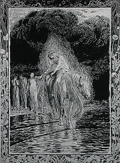 Krysser elven av Arthur Rackham