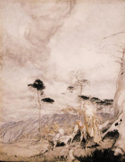 Fairy Egg Vendors (akvarell med penn og blekk på papir) av Arthur Rackham