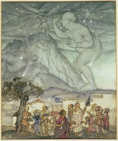 Hercules støtter himmelen i stedet for Atlas av Arthur Rackham