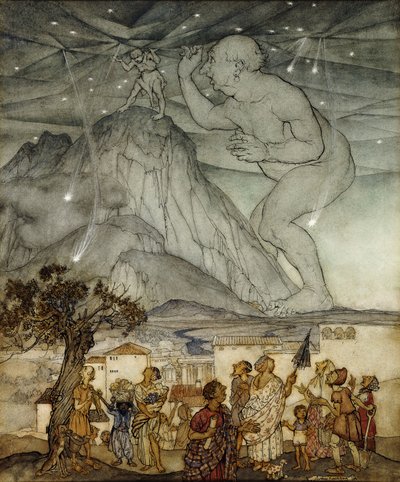 Hercules Supporting the Sky i stedet for Atlas, 1922 av Arthur Rackham