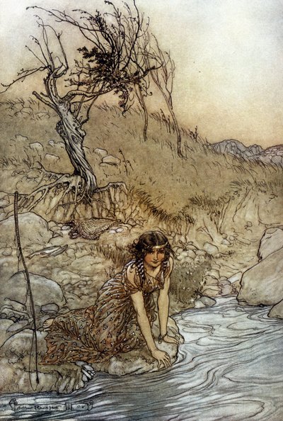 Hermia: Illustrasjon av Arthur RACKHAM (1867-1939) for The Dream of a Summer Night av William SHAKESPEARE av Arthur Rackham