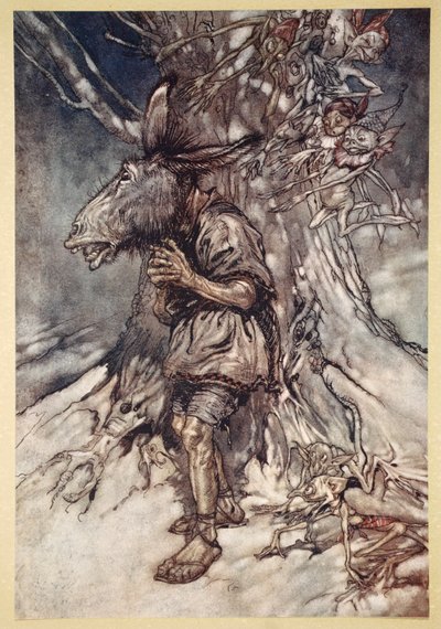 Jeg vil synge, at de skal høre I am not afraid, illustrasjon fra 'Midsummer Nights Dream' av William Shakespeare, 1908 av Arthur Rackham