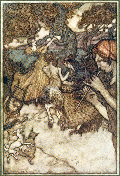If Orpheus først produserte valsen ., fra The Ingoldsby Legends, pub. 1907. av Arthur Rackham