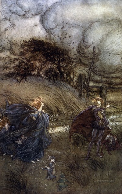 Illustrasjon av Arthur RACKHAM (1867-1939) for Drømmen om en sommernatt av William SHAKESPEARE av Arthur Rackham