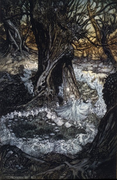 Illustrasjon av Arthur RACKHAM (1867-1939) for Drømmen om en sommernatt av William SHAKESPEARE av Arthur Rackham