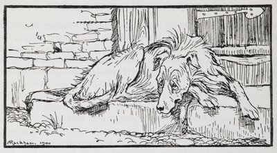Illustrasjon fra Old Sultan of a Dog. av Arthur Rackham