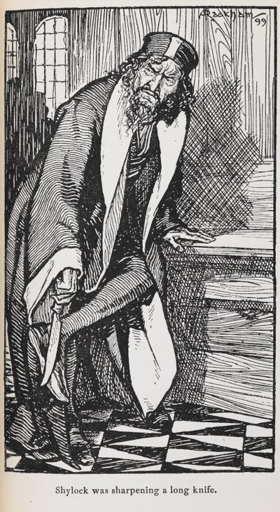 Illustrasjon av Shylock fra The Merchant of Venice av Arthur Rackham
