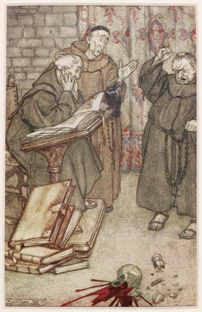 Illustrasjon av The Jackdaw of Reims, 1907 av Arthur Rackham