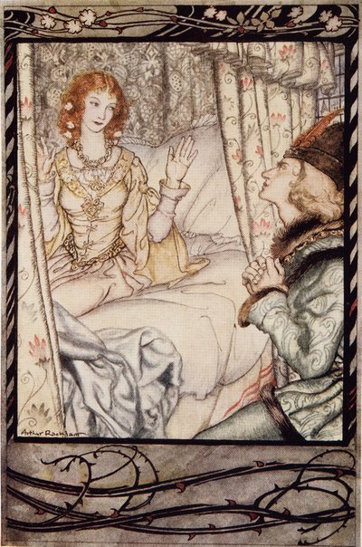 Er det deg, min prins? Jeg har ventet veldig lenge på deg, fra The Arthur Rackham Fairy Book, pub. 1933 av Arthur Rackham