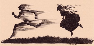 Det var akkurat som om vinden hadde suste forbi. Illustrasjon av Arthur Rackham fra Grimm