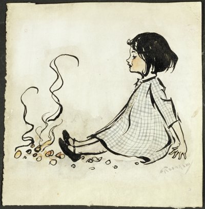 Little Polly Flinders (penn og blekk & wc på papir) av Arthur Rackham