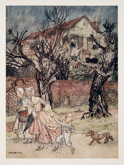 Fantastiske historier om Haunted Fields, and Haunted Brooks, and Haunted Houses, fra The Legend of Sleepy Hollow av Washington Irving (1783 - 1859), pub. 1928 av Arthur Rackham