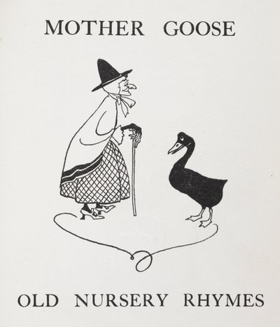 Gåsemor. Gammel dame med gås. av Arthur Rackham