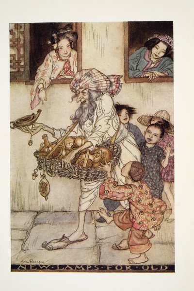 Nye lamper for gamle, fra The Arthur Rackham Fairy Book, pub. 1933 av Arthur Rackham
