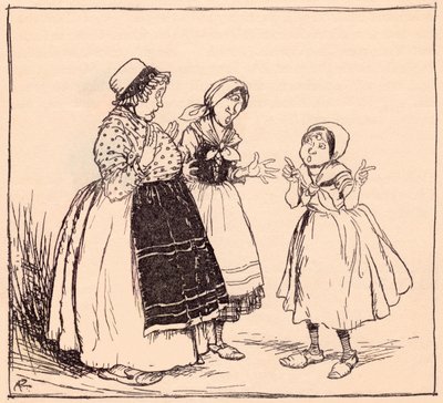 Nå vet jeg hvorfor den fastlåste tingen der ikke spiser. Illustrasjon av Arthur Rackham fra Grimm