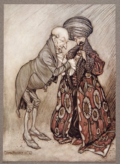 Skak det skallede hodet og mumlet, Kaldt, ganske kaldt, fra Peter Pan i Kensington Gardens av J M Barrie (1860 - 1937), pub. 1906 av Arthur Rackham