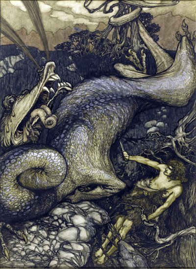 Siegfried the Dragon Slayer - Sigurd the Dragon Slayer av Rackham, Arthur (1867-1939) av Arthur Rackham