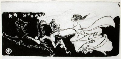 Starlight Frolics (penn og blekk på papir) av Arthur Rackham