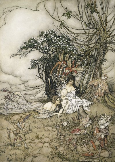 The Changeling, 1905 (wc & penn og blekk på papir) av Arthur Rackham
