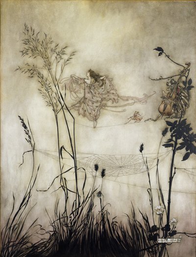 The Fairies are Exquisite Dancers, illustrasjon i Peter Pan i Kensington Gardens av J.M Barrie (1860-1937) 1906 (penn og blekk med wc på papir) av Arthur Rackham