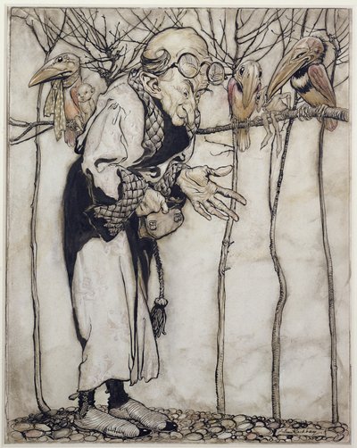 The Wizard, illustrasjon fra Arthur Rackhams Book of Pictures, utgitt 1913 (penn og blekk & wc på papir) av Arthur Rackham