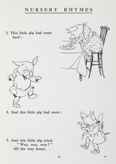 Denne lille grisen gikk på markedet - barnerim. av Arthur Rackham