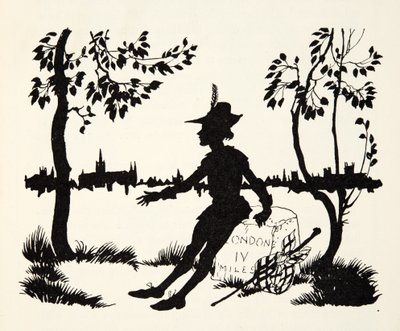 Snu igjen Whittington, tre ganger Lord Mayor of London, fra The Arthur Rackham Fairy Book, pub. 1933 av Arthur Rackham