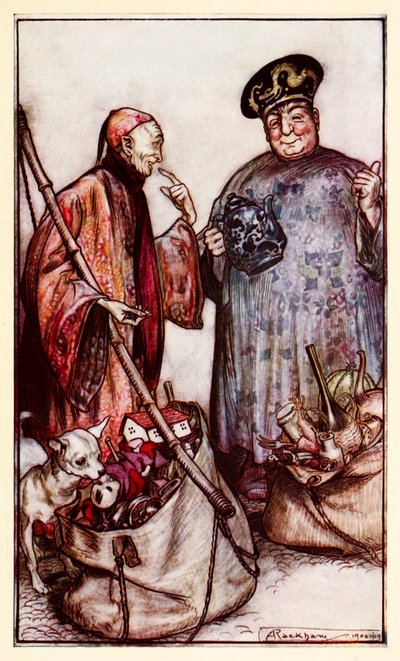 To av disse vismennene... som pedeller blant oss (uttrykker seg med ting de bærer rundt på) fra del III: A Voyage to Laputa, Balnibarbi, Luggnagg, Glubbdubdrib, and Japan in Gullivers Travels av Arthur Rackham