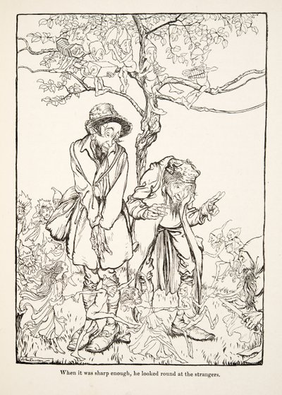 Da det var skarpt nok, så han seg rundt på fremmede, fra Lillebror & Lillesøster og andre fortellinger av brødrene Grimm, pub.1917 (litho) av Arthur Rackham