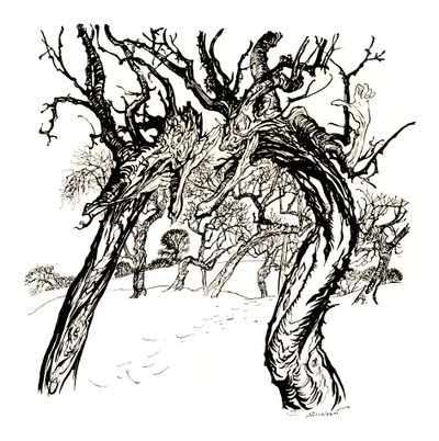 Hviskende trær, fra en tallerken med epler, 1917, 1923 av Arthur Rackham