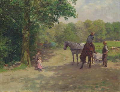 Landskap med hest og vogn (olje på lerret) av Arthur Siebelist