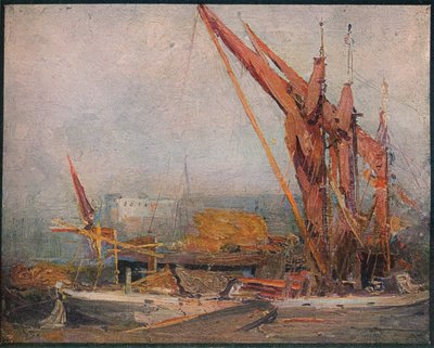 Hay Barges on Themsen, 1905 av Arthur Streeton