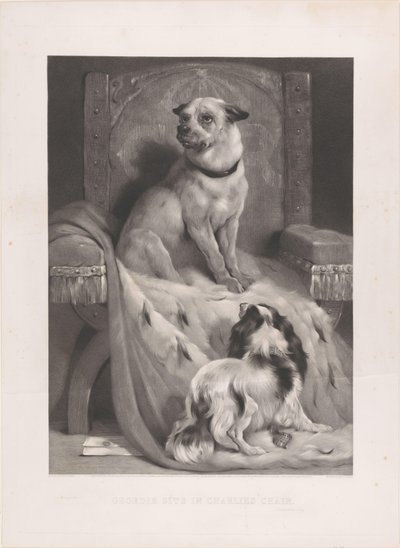 Hond op een hermelijnen mantel op een troon Geordie sits in Charlies chair (title on object)   1364605   no       norwegian Successfully Translated  Original: The Visitation, from The Life of the Virgin Translat: The Visitation, from The Life of the Virgin av Arthur Turrell