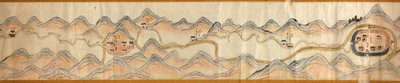 16 000. medfølgende. Orientert med nord til høyre. Relieff vist billedmessig. Fugleperspektiv. Dekker Wei-elven i Baoji Xian, Shanxi Sheng til Shu Dao i Shanxi-Sichuan-grensen. Viser boplasser, rasteplasser, stasjoner, vertshus, templer, fjelloverganger, w av Arthur W. Hummel