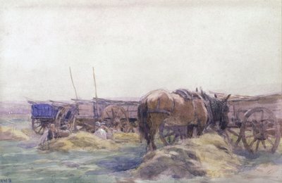 Høyvogner med hest (akvarell på papir) av Arthur Winter Shaw