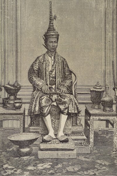 Chulalongkorn eller Rama V (1853–1910). Siams femte monark under Chakri-huset. Gravering. Privat samling av Artist Unknown