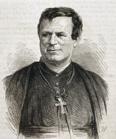 DUBUIS, Claude Marie (1817–1895). Engelskfødt prelat for den romersk-katolske kirke. Han tjenestegjorde som biskop av Galveston fra 1862 til 1892. Gravering. SPANIA. CATALONIA. Barcelona. Barcelonas universitetsbibliotek. av Artist Unknown