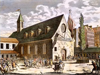 Den franske revolusjonen: Stengingen av jakobinernes rom natten til 27. til 28. juli 1794 (gravering) av Artist Unknown