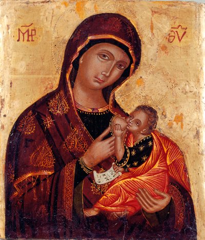 Ikon: quot;Jomfru og barnquot; Anonymt tremaleri. Santa Maria delle Grazie al Trionfale-kirken, Roma av Artist Unknown