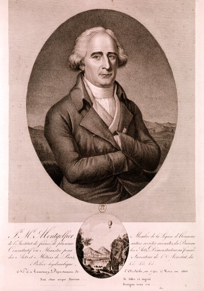 MONTGOLFIER Joseph Michel, luftfartspioner (etsing) av Artist Unknown