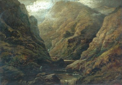 Fjelllandskap (olje på lerret) av Artist Unknown