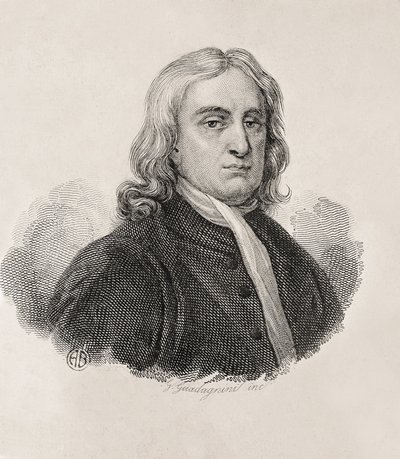 Newton, Sir Isaac (1642-1727). engelsk matematiker, fysiker og astronom.; GUADAGNINI, Gaetano (1800-1860). Italiensk gravering. Portrett av Isaac Newton, verk av Gaetano Guadagnini. Gravering. ITALIA. LOMBARDIE. Milan. Civica Raccolta delle Stampe “Achi av Artist Unknown