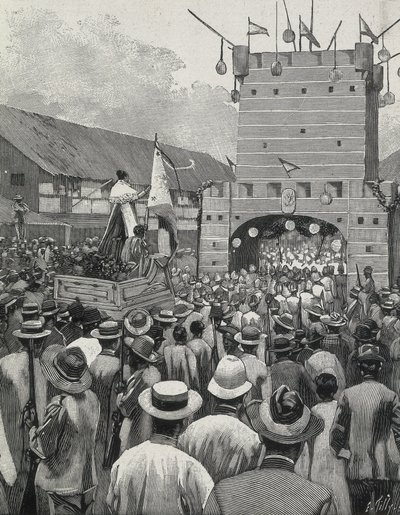 Filippinene (1899). Protest i Manila. (gravering) av Artist Unknown