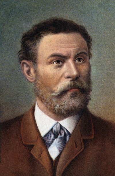 Portrett av Otto Lilienthal, tysk ingeniør (kromo) av Artist Unknown