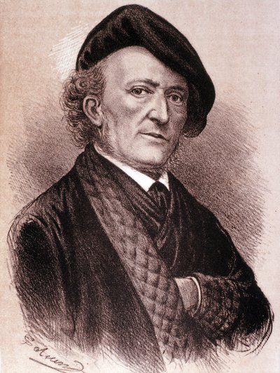 Portrett av Wilhelm Richard Wagner (etsing) av Artist Unknown