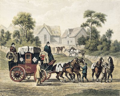 Stagecoach (1800-tallet). Gravering av Artist Unknown