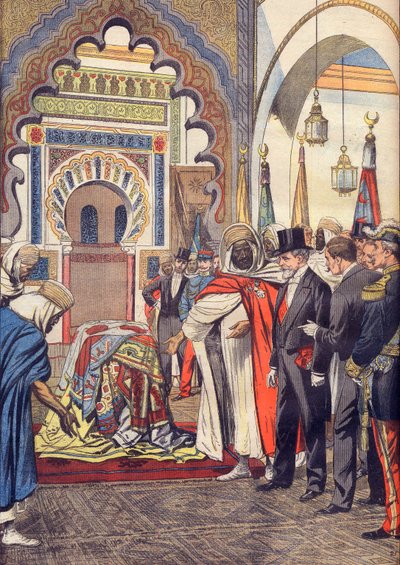 Den franske republikks president, Émile Loubet, besøker moskeen i Sidi Bou Medine i Tlemcen, Algerie. av Artist Unknown