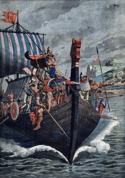 Vikingenes ankomst til Normandie på 800-tallet av Artist Unknown