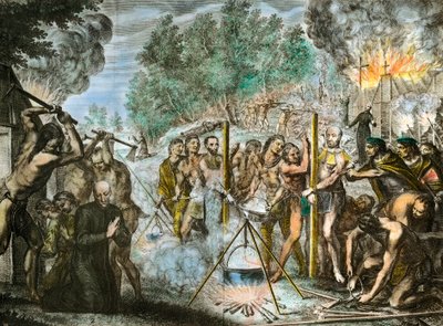 Prestenes martyr blant indianerne i Amerika i februar 1646 av Artist Unknown